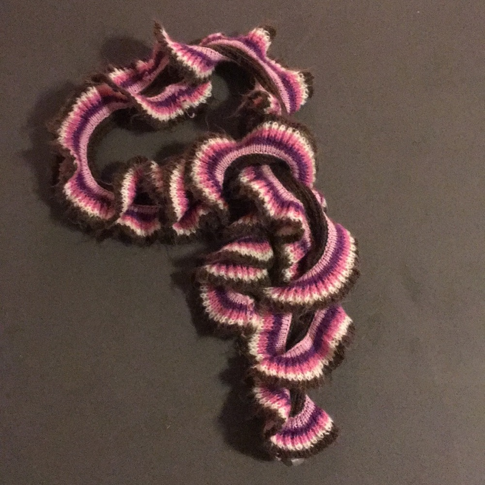 Girls Brown and Pink striped scarf